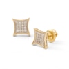 Thumbnail Image 1 of 1/10 CT. T.W. Diamond Concave Square Stud Earrings in Sterling Silver and 14K Gold Plate