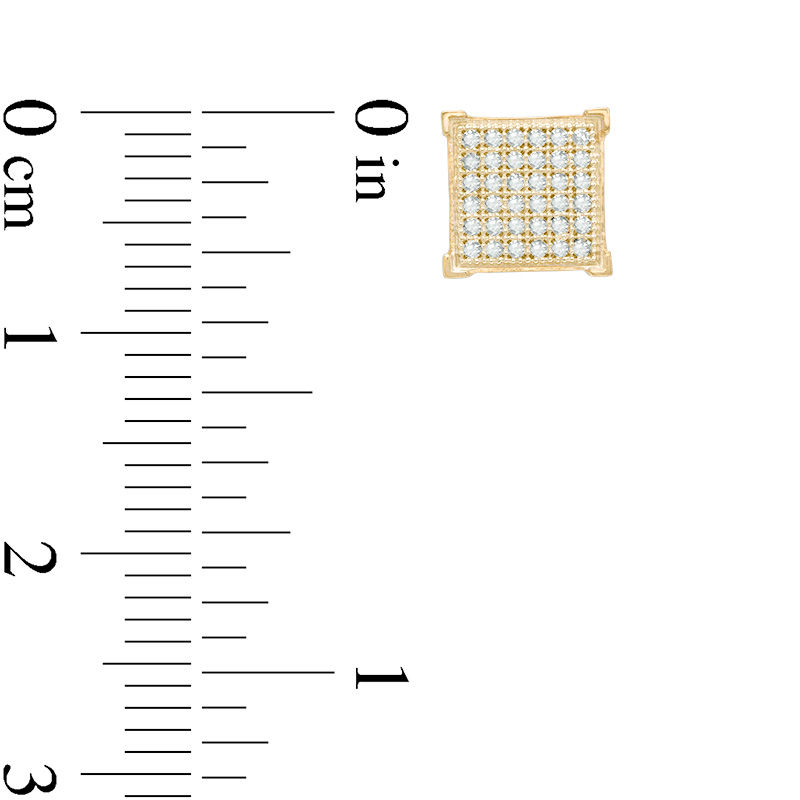 Main Image 2 of 1/5 CT. T.W. Diamond Square Stud Earrings in Sterling Silver and 14K Gold Plate