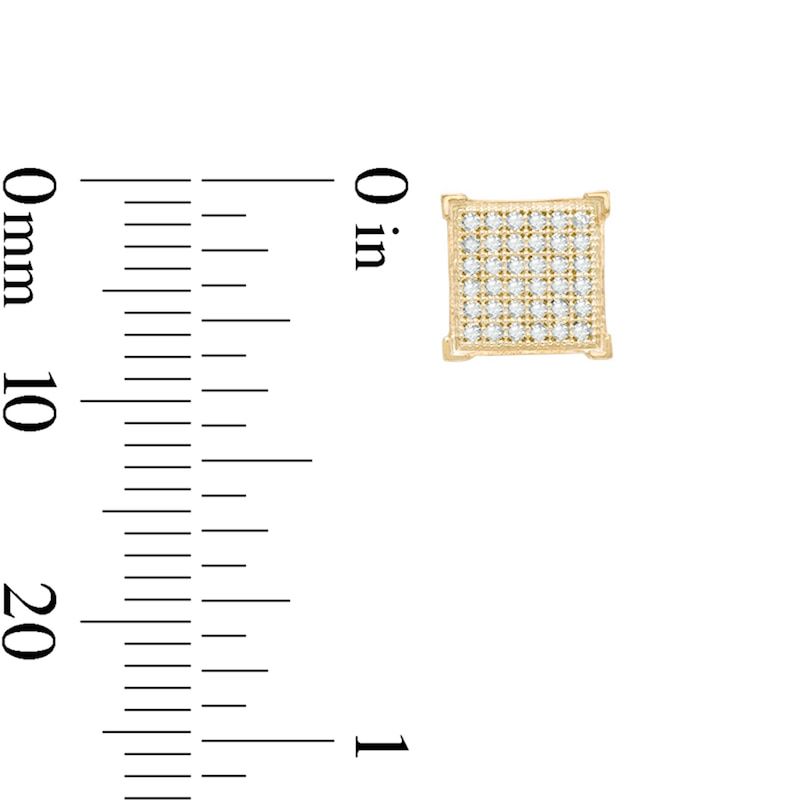 Main Image 2 of 1/5 CT. T.W. Diamond Square Stud Earrings in Sterling Silver and 14K Gold Plate