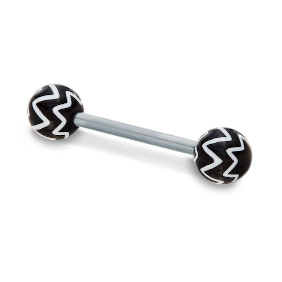 014 Gauge Zig-Zag Stripe Barbell in Stainless Steel - 5/8"