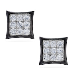 Cubic Zirconia Concave Square Stud Earrings in Sterling Silver