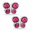 Thumbnail Image 1 of Child's Pink Crystal Butterfly Stud Earrings in Sterling Silver