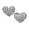 Thumbnail Image 0 of Cubic Zirconia Puffed Heart Stud Earrings in Sterling Silver