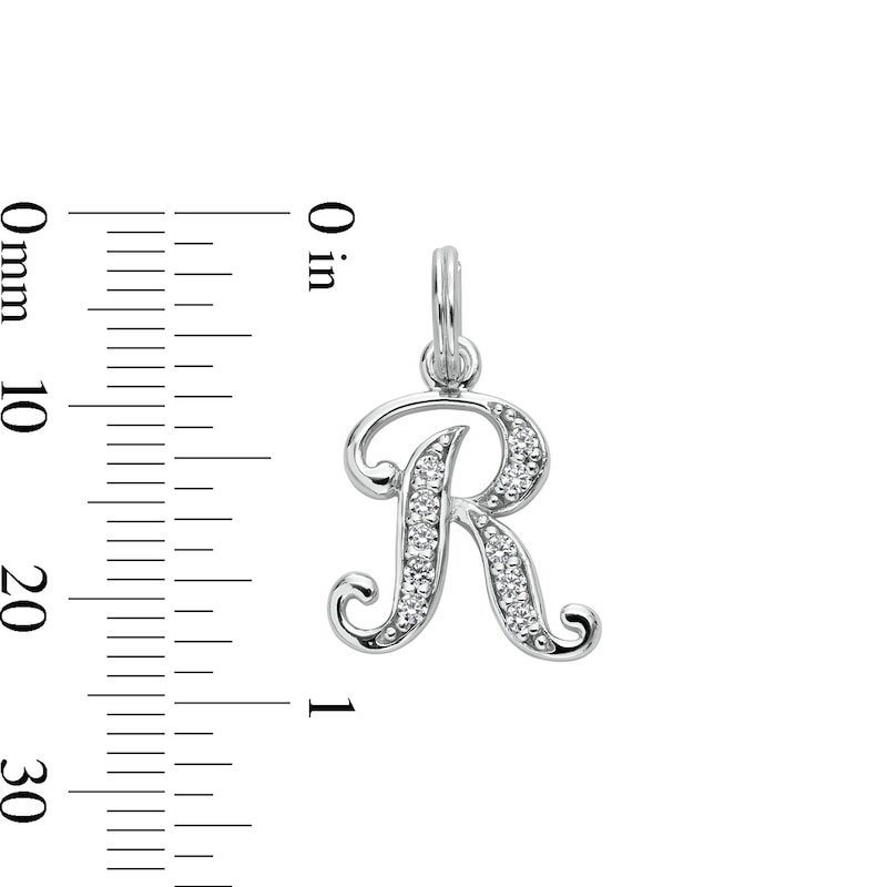 Main Image 4 of Cubic Zirconia Calligraphy Initial &quot;R&quot; Bracelet Charm in Sterling Silver