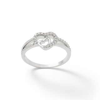 Diamond Accent Triple Heart Ring in Sterling Silver