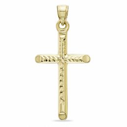 Medium Diamond-Cut Cross Charm in 10K Stamp Hollow Gold