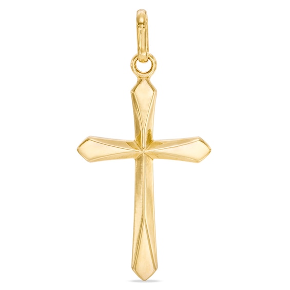Flare Cross Necklace Charm in 10K Gold