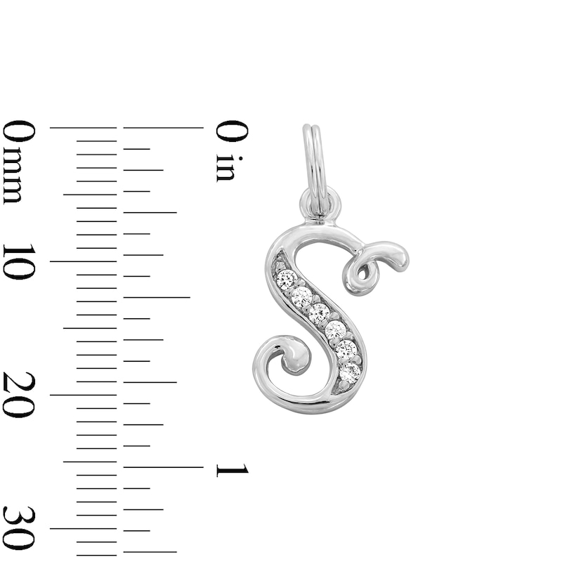 Main Image 3 of Cubic Zirconia Calligraphy Initial &quot;S&quot; Bracelet Charm in Sterling Silver