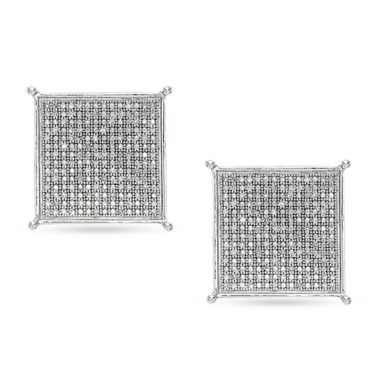 1/ CT. T.W. Composite Diamond Square Stud Earrings in Sterling Silver