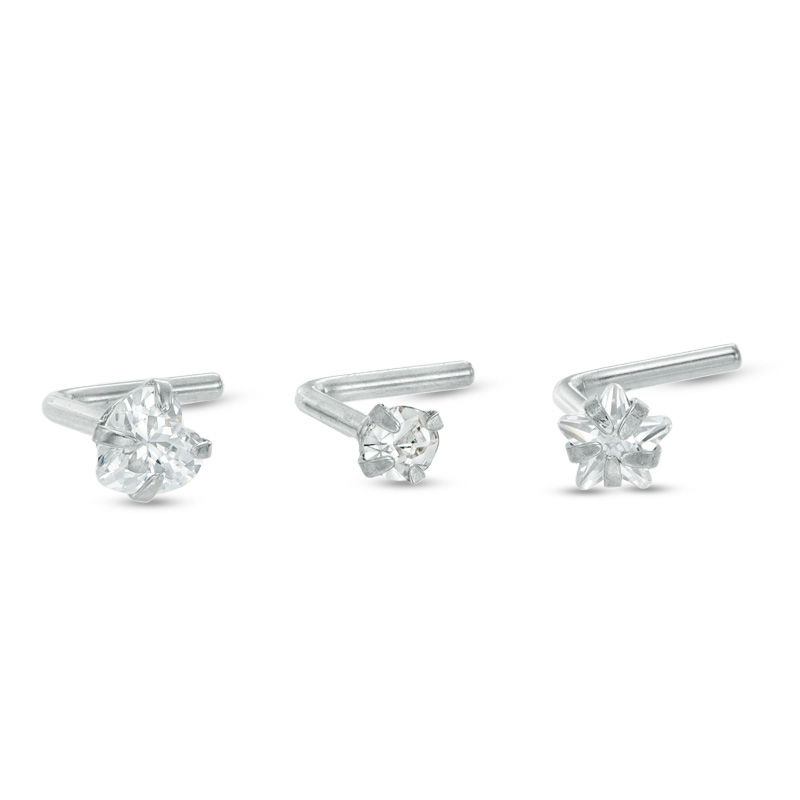 Solid Stainless Steel CZ Nose Stud Set 20G Banter   V 19342682 0 800 