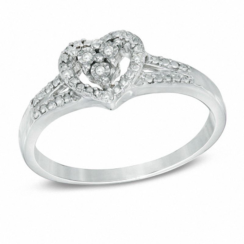 diamond accent split shank promise ring