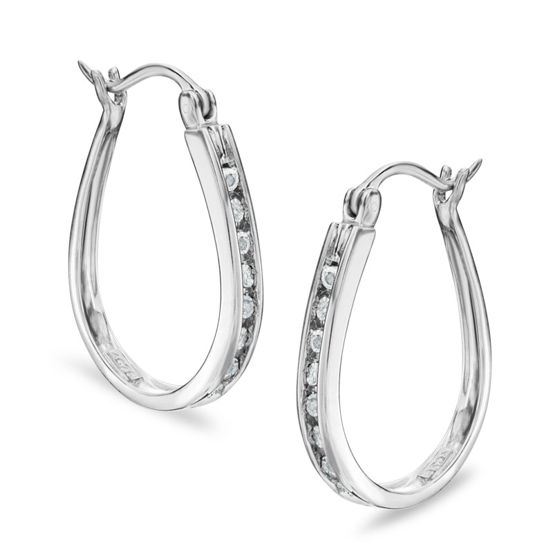 Diamond Accent Hoop Earrings in Sterling Silver | Banter