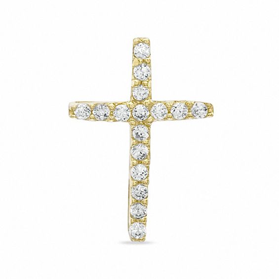 Cubic Zirconia Cross Charm in 10K Gold