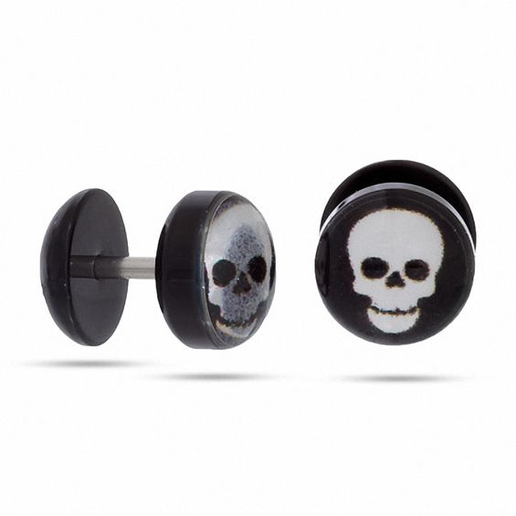 016 Gauge Single Black UV Acrylic Plug with Skull