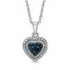 Thumbnail Image 1 of Enhanced Blue and White Diamond Accent Heart Pendant in Sterling Silver