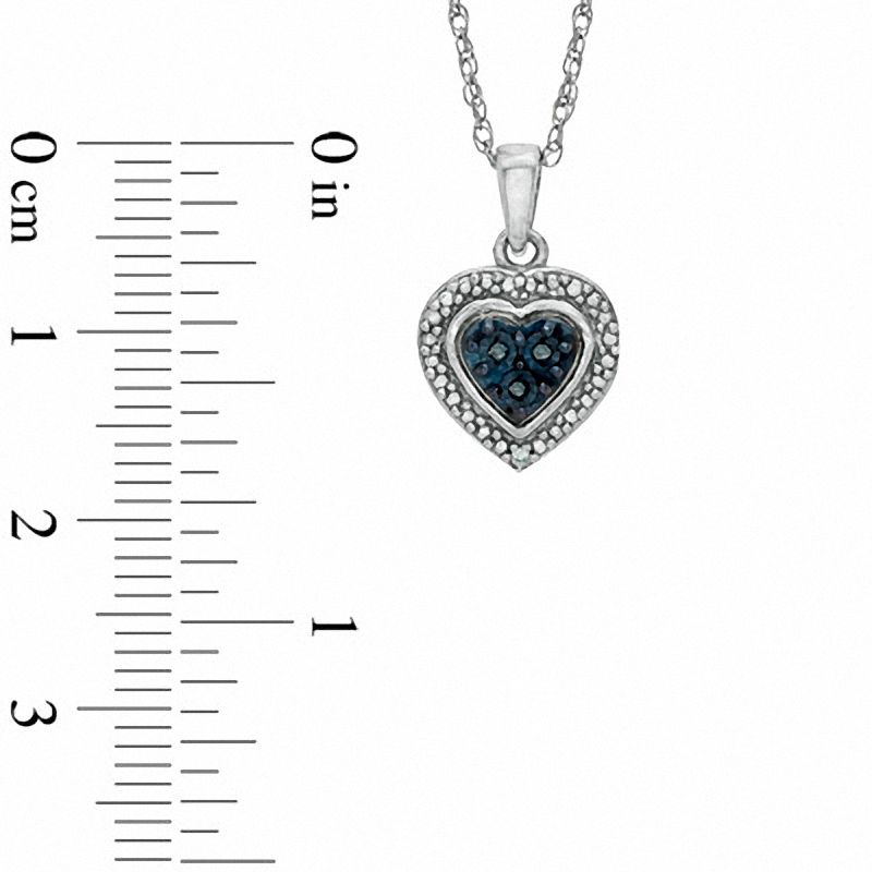 Enhanced Blue and White Diamond Accent Heart Pendant in Sterling Silver