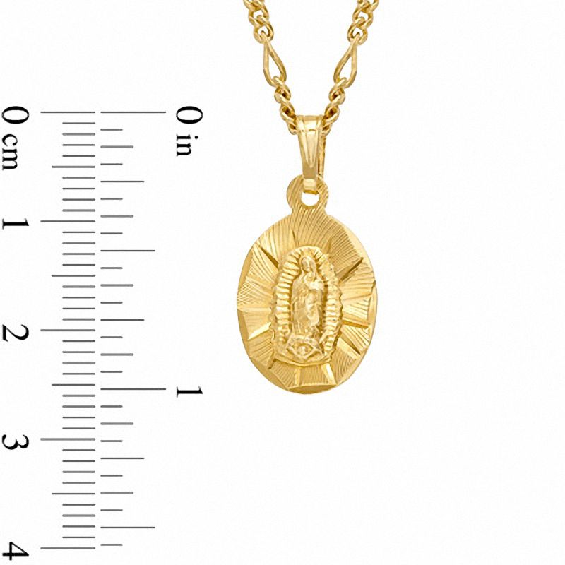 Oval Our Lady of Guadalupe Oval Pendant in Brass with 14K Gold Plate - 24"