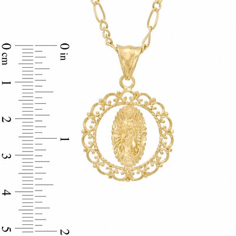 Our Lady of Guadalupe Pendant in Brass with 14K Gold Plate - 24"