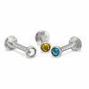 016 Gauge Labret Set with Metallic Crystals in Stainless Steel