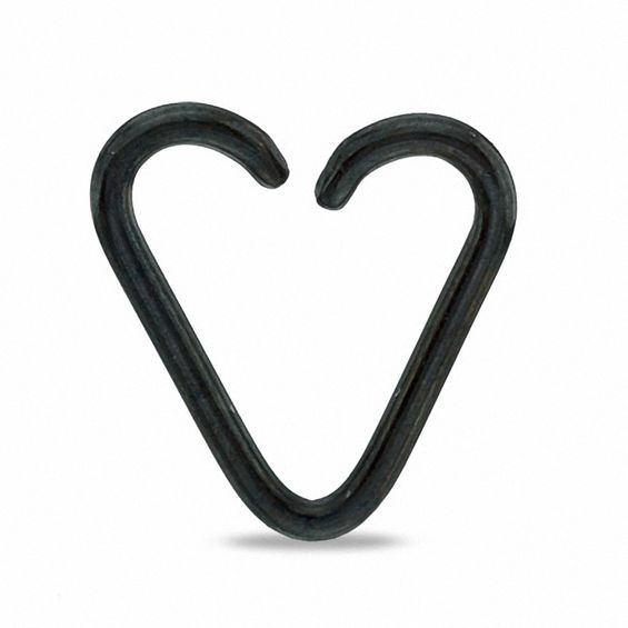 018 Gauge Open Heart Captive Bead Ring in Black IP Stainless Steel - 5/16