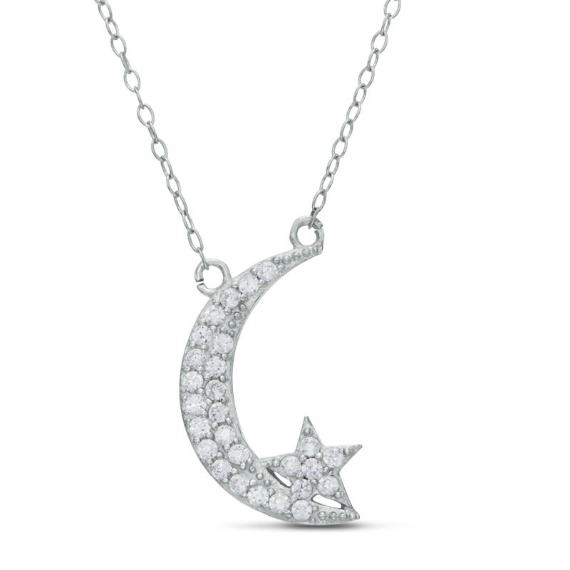 Crescent moon and star deals necklace silver