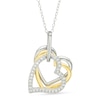 Thumbnail Image 0 of Cubic Zirconia Layered Hearts Pendant in Sterling Silver and 18K Gold Plate