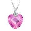 Thumbnail Image 0 of 16mm Pink Heart-Shaped Cubic Zirconia Pendant in Sterling Silver