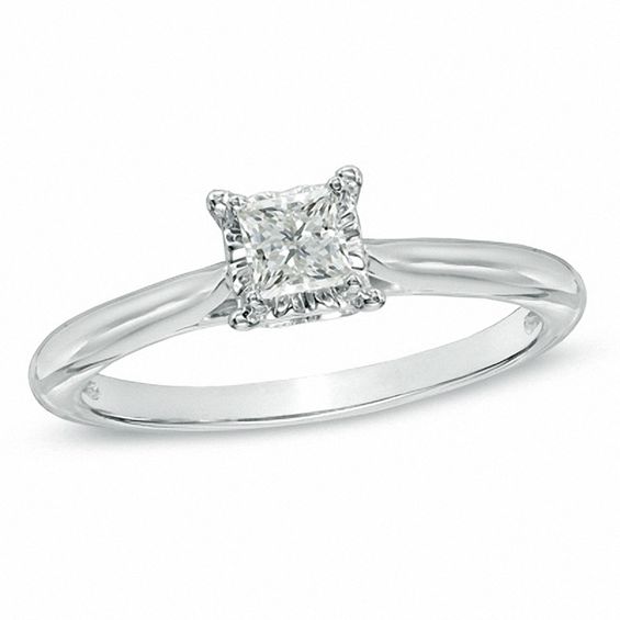 1/ CT. Princess-Cut Diamond Solitaire Engagement Ring in 10K White Gold