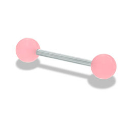 Stainless Steel UV Pastel Pink Acrylic Barbell - 14G 5/8&quot;