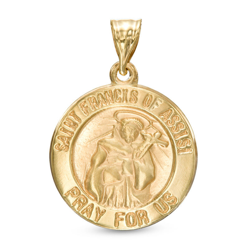 Main Image 1 of St. Francis Medallion Necklace Charm in 10K Gold