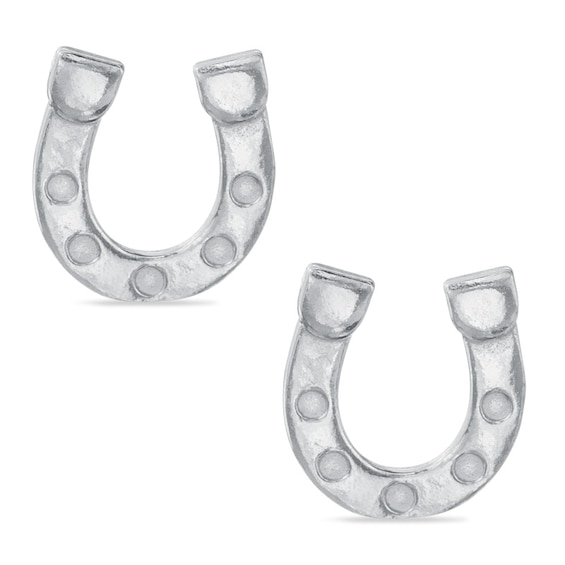 Child's Horseshoe Stud Earrings in Sterling Silver