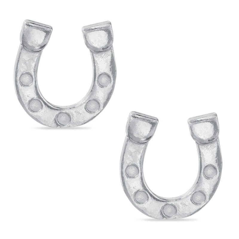 Main Image 1 of Child's Horseshoe Stud Earrings in Sterling Silver