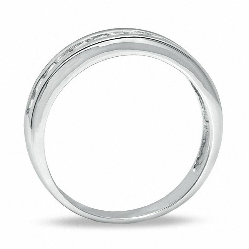 Cubic Zirconia Channel-Set Wedding Band in Sterling Silver