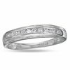 Thumbnail Image 0 of Cubic Zirconia Diagonal Channel Wedding Band in Sterling Silver - Size 8