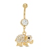 Thumbnail Image 1 of Yellow Ion Plated Crystal Elephant Dangle Belly Button Ring - 14G