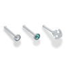 Thumbnail Image 1 of 020 Gauge Nose Stud Set with Blue and White Crystal in Stainless Steel