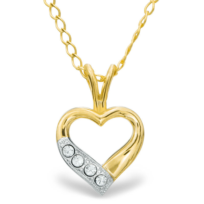 Main Image 1 of Child's Cubic Zirconia Heart Pendant  in 14K Gold Fill - 15&quot;