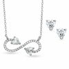 Thumbnail Image 0 of 5mm Heart-Shaped Cubic Zirconia Stud Earrings and Sideways Infinity Necklace Set in Sterling Silver