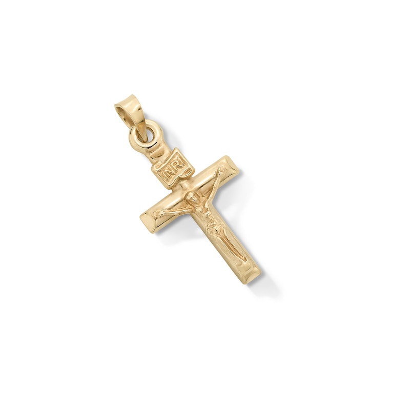 Main Image 3 of Small &quot;INRI&quot; Ribbon Wrapped Crucifix Necklace Charm in 10K Stamp Hollow Gold