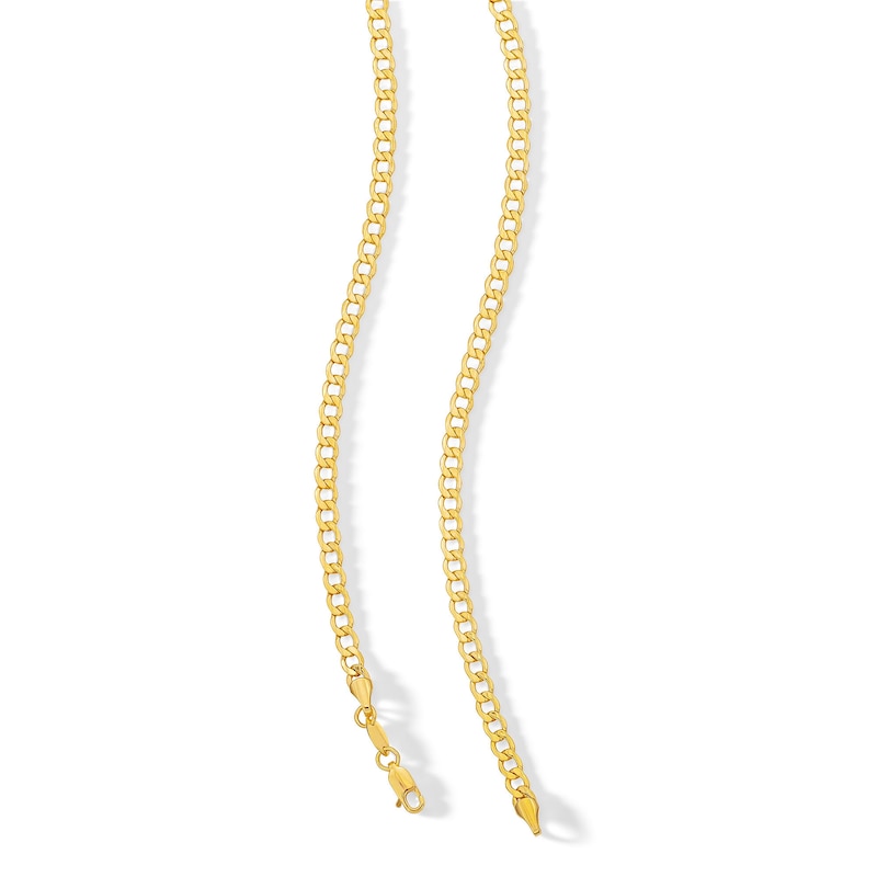 Main Image 3 of 100 Gauge Curb Chain Necklace in 10K Hollow Gold Bonded Sterling Silver - 22&quot;