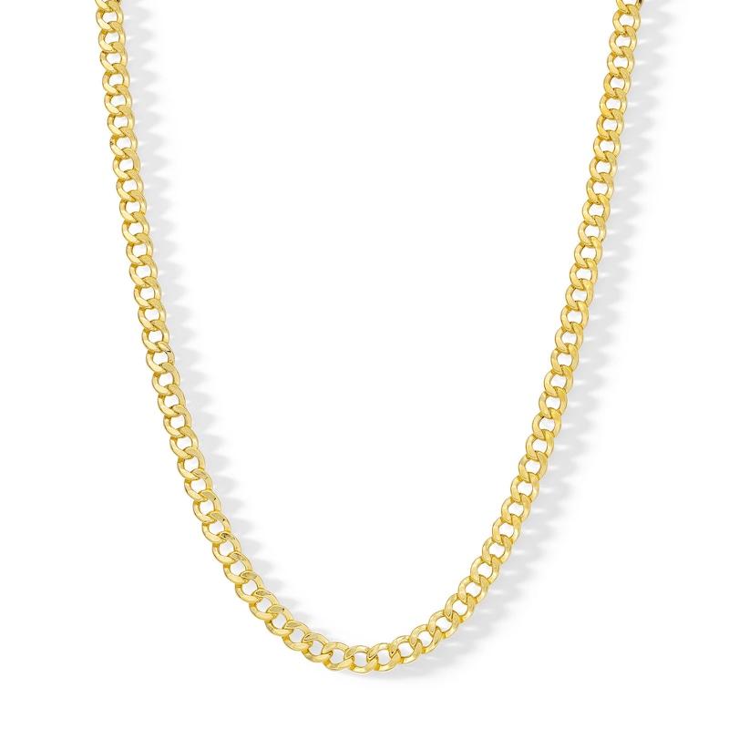 100 Gauge Curb Chain Necklace in 10K Hollow Gold Bonded Sterling Silver - 22"