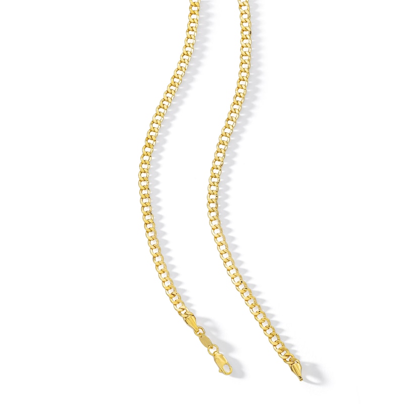 100 Gauge Curb Chain Necklace in 10K Hollow Gold Bonded Sterling Silver - 22"