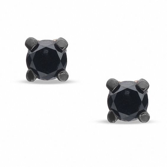 1/ CT. T.W. Black Diamond Solitaire Stud Earrings in Sterling Silver