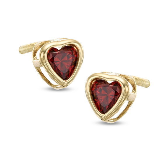 10k yellow Gold Garnet and zirconia stud hotsell Earrings