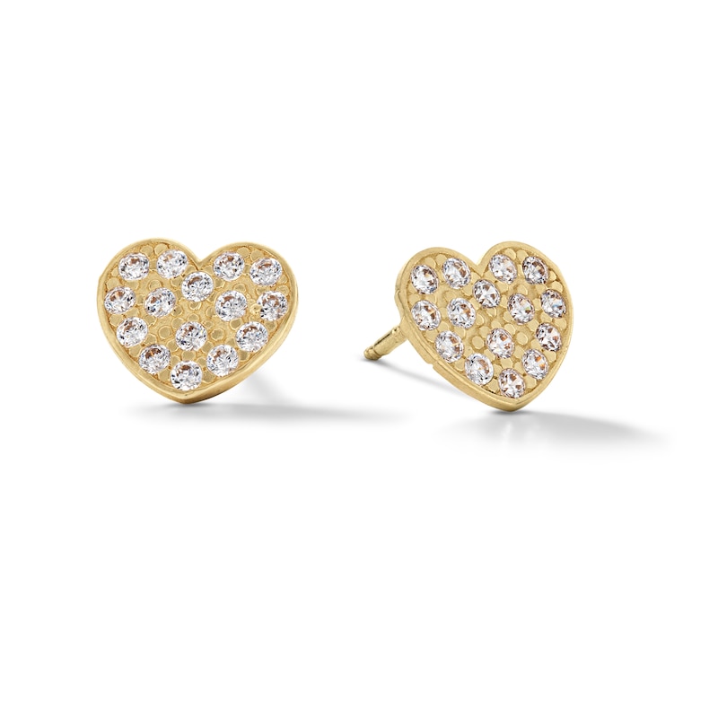 Main Image 1 of Cubic Zirconia Heart Stud Earrings in 10K Gold