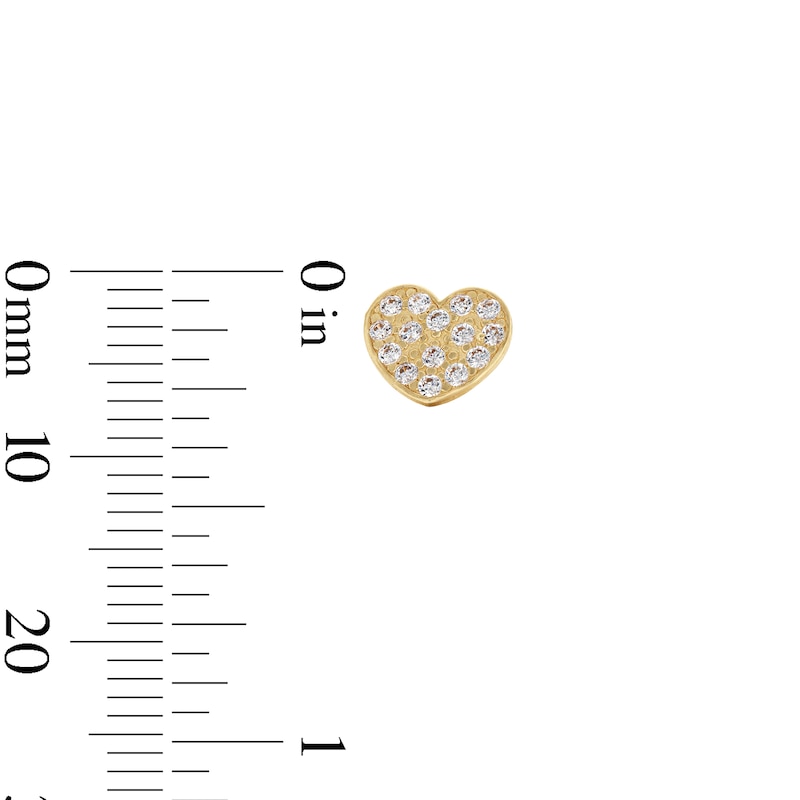 Main Image 3 of Cubic Zirconia Heart Stud Earrings in 10K Gold