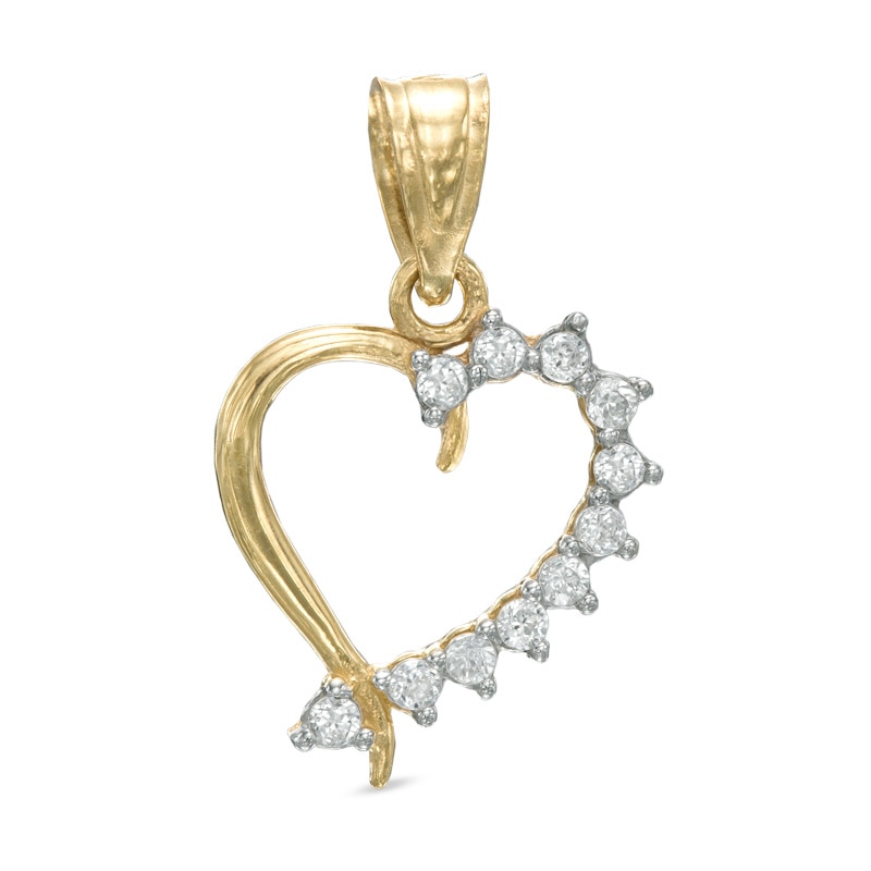 Main Image 1 of Cubic Zirconia Heart Necklace Charm in 10K Gold