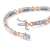 Thumbnail Image 2 of Diamond Accent Hearts Bracelet in Sterling Silver and 10K Rose Gold Plate - 7.25&quot;