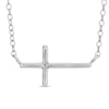 Thumbnail Image 0 of Diamond Accent Sideways Cross Necklace in Sterling Silver