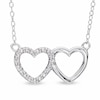 Thumbnail Image 0 of Diamond Accent Side By Side Heart Necklace in Sterling Silver